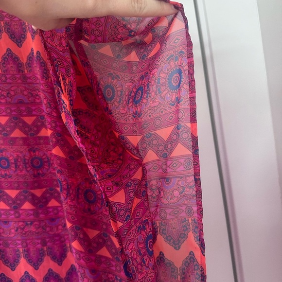 Show Me Your Mumu Boho Pink Aztec Sheer Tunic Top Shawl Festival Size Small - Picture 5 of 5